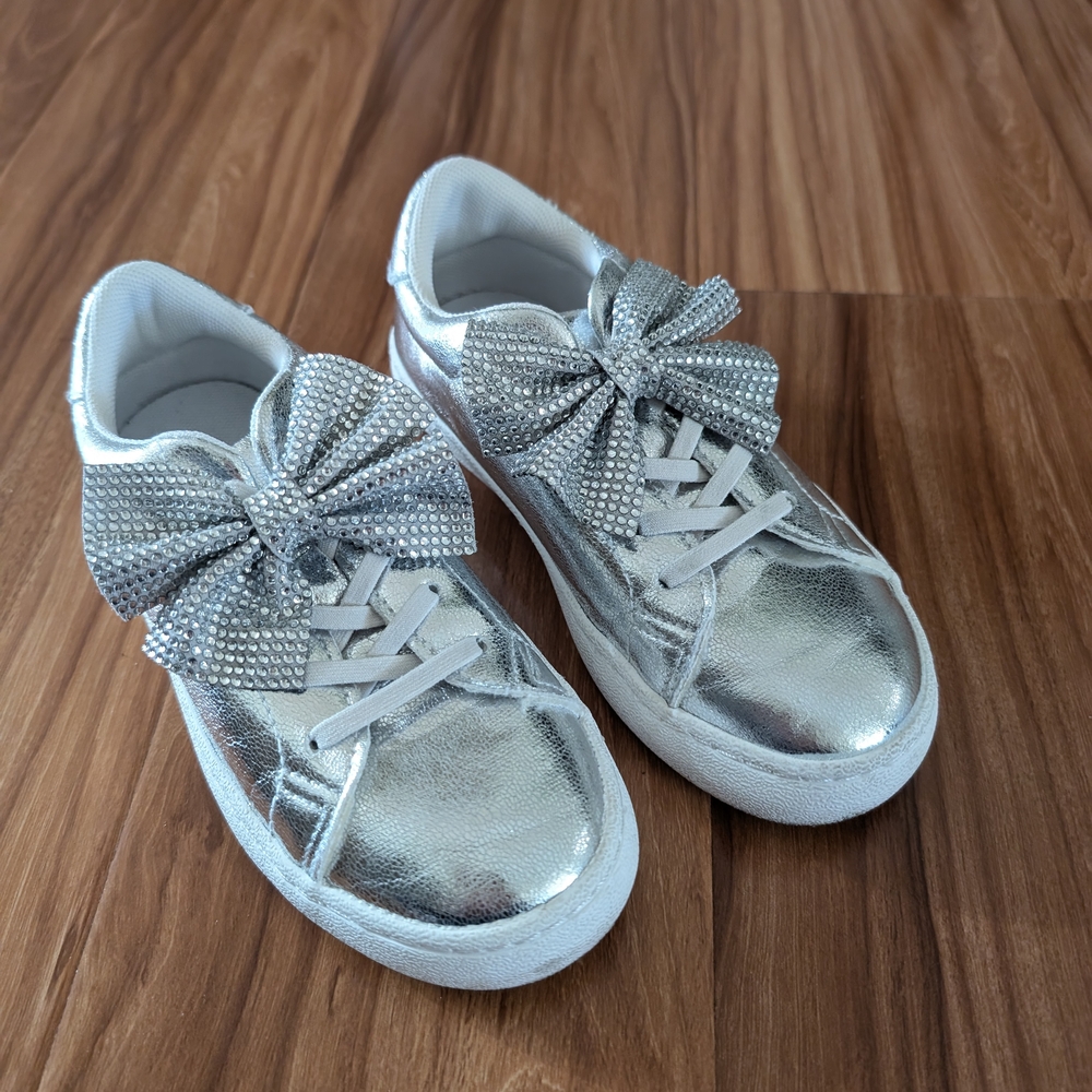 Zara Kids Silver Sneakers with Bow